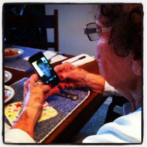 mom on iPhone